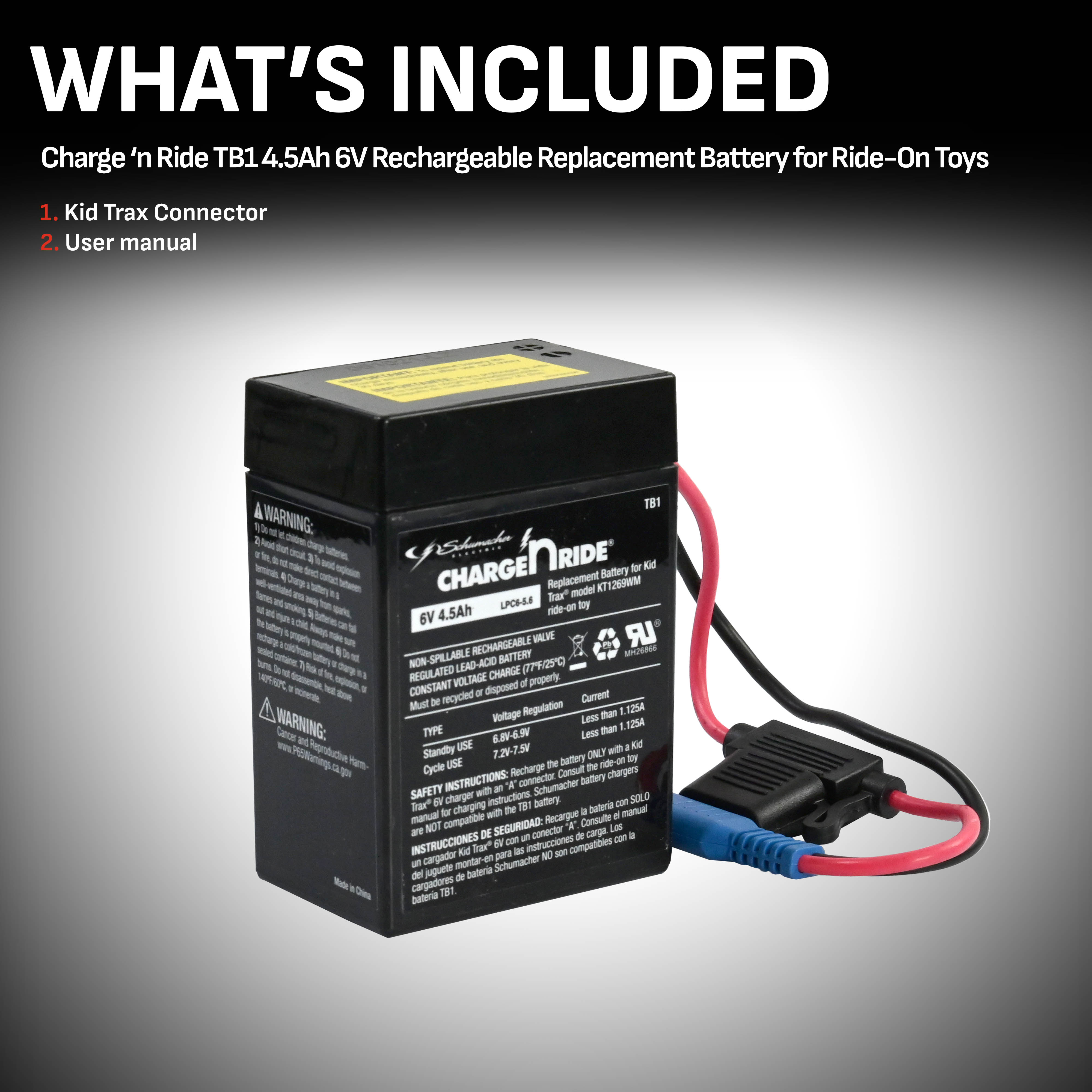 Schumacher Charge ‘n Ride TB1 6V Rechargeable Replacement Battery for Ride-on Toys
