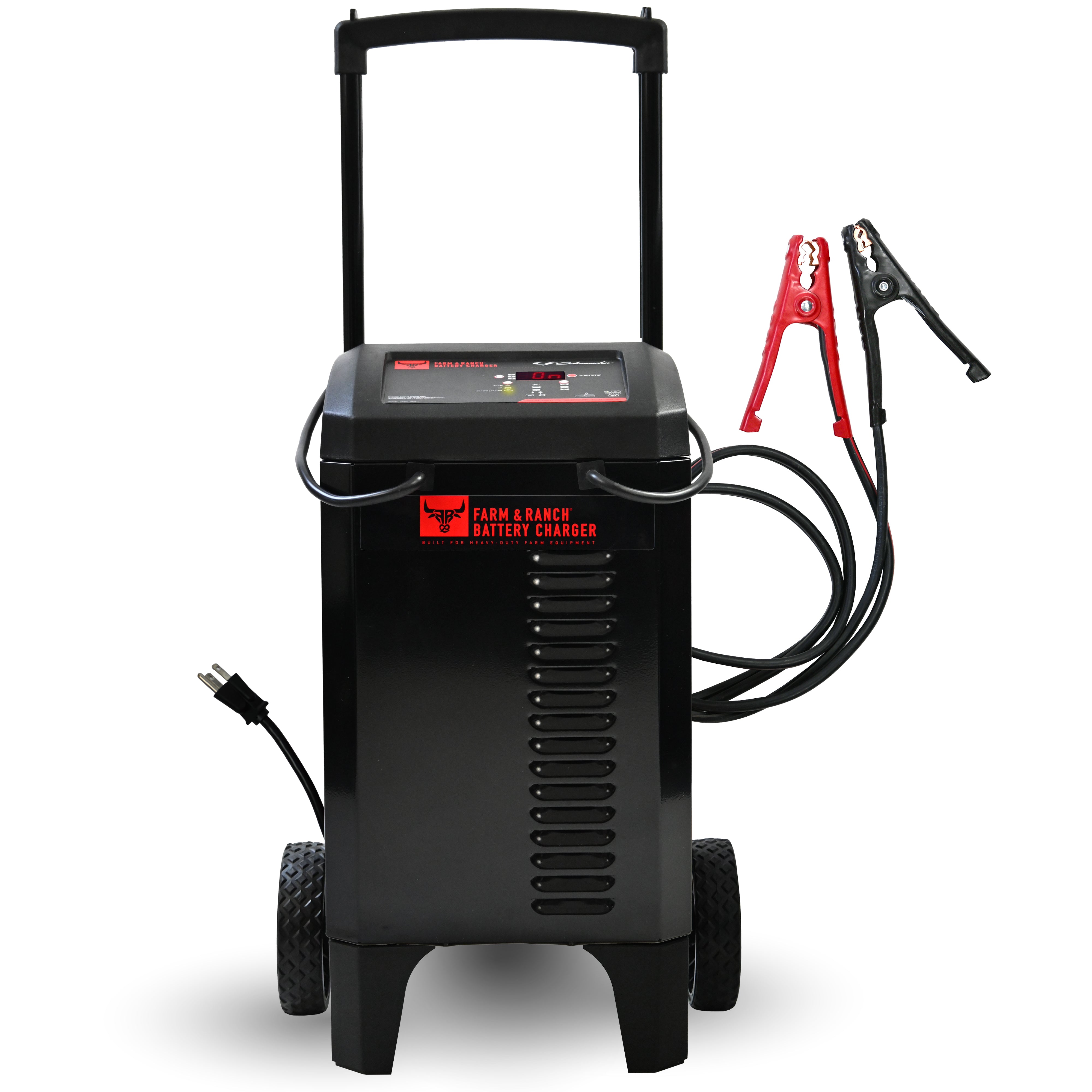 Schumacher Electric Farm & Ranch Wheeled Automatic 6A Car Battery Charger and 250A Engine Starter, 4-in-1 Solution, Maintainer, 50A Boost, For 6V/12V Automotive and Marine Batteries, FR01336