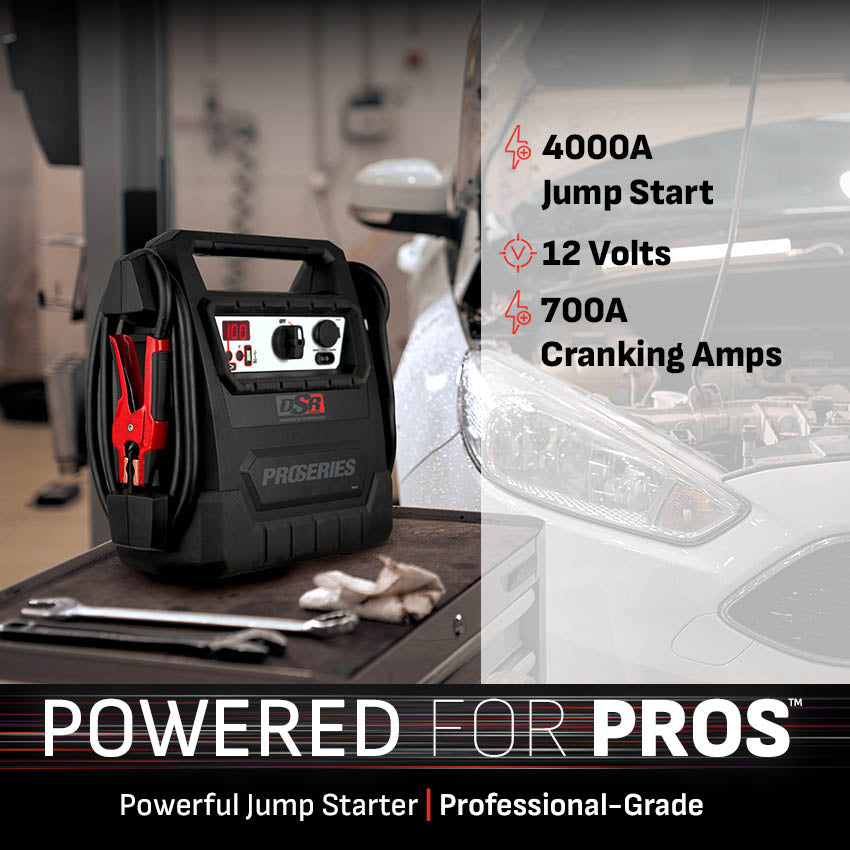 Schumacher Electric 4000A Car Battery Jump Starter and Portable Power Station, Professional Grade, 12V DC Charging and 2.1A USB Charging, For 12V Automotive and Marine Batteries, DSR159