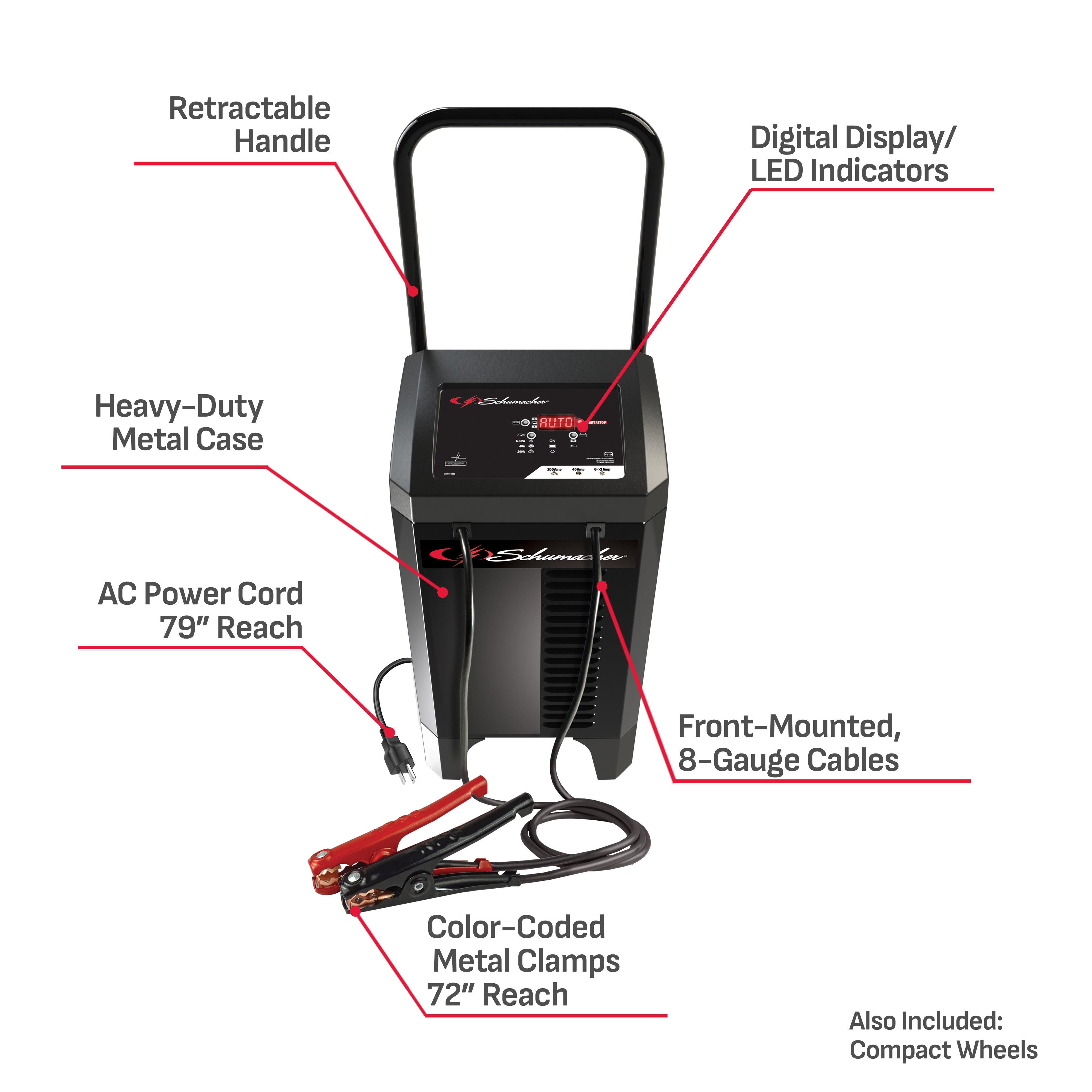 Schumacher Electric Battery Charger with Engine Starter, Boost, and Maintainer - 200 Amp/40 Amp, 12V - for Cars, Trucks, SUVs and RV Batteries