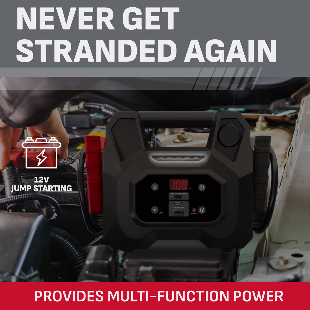 Schumacher Electric 1000A Car Battery Jump Starter & Power Station – USB-A, USB-C & 12V DC Charging – Digital Display – 3-Mode LED Light – SJ1693