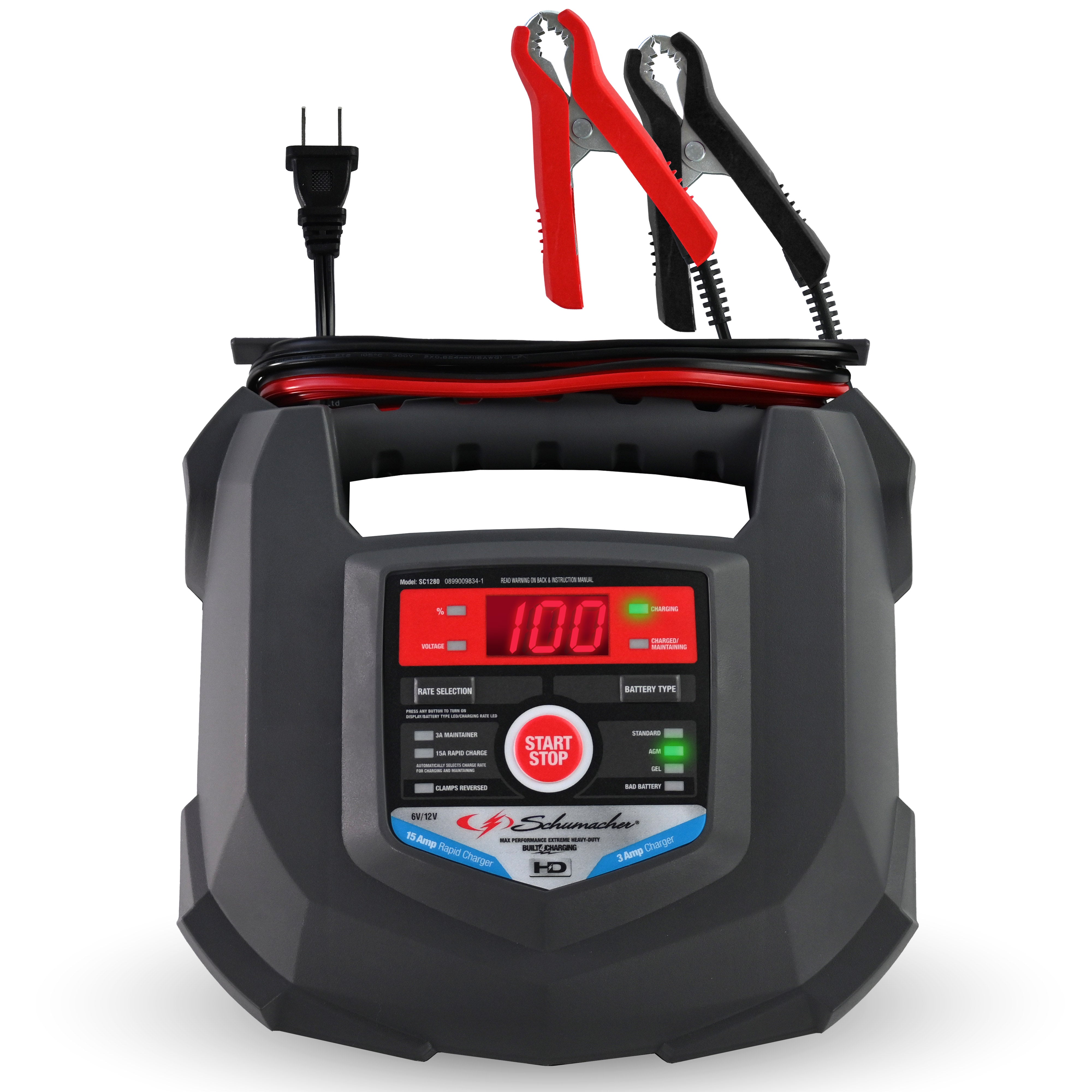 Schumacher SC1280 15A 6V/12V Fully Automatic Battery Charger/Maintainer – Auto & Marine - New in Box