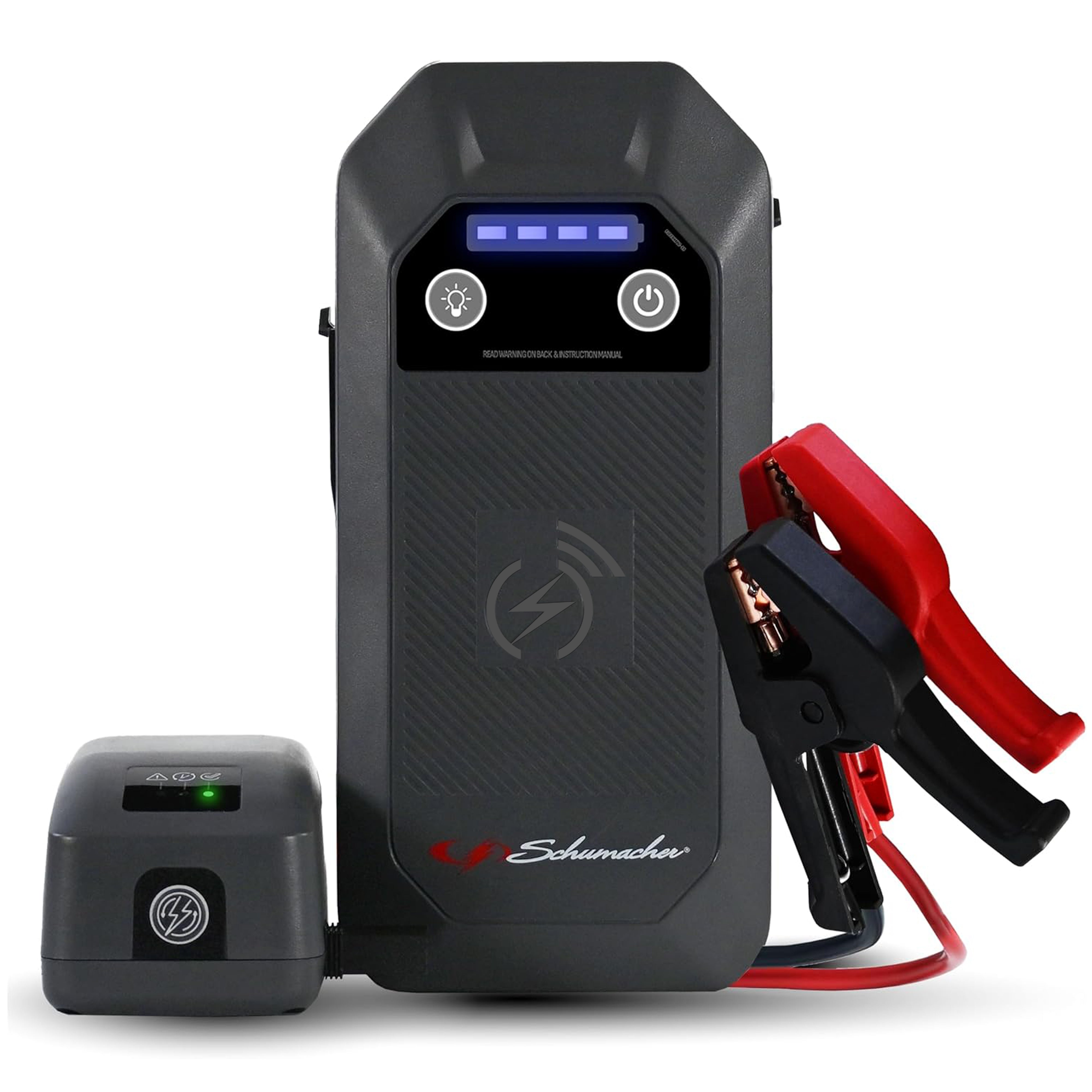 Schumacher Electric 1500A Lithium Car Battery Jump Starter and Portable Power Pack/Jump Box, 4-in-1 Solution, 10W Wireless & USB Charging, For 12V Automotive and Marine Batteries, SL1674