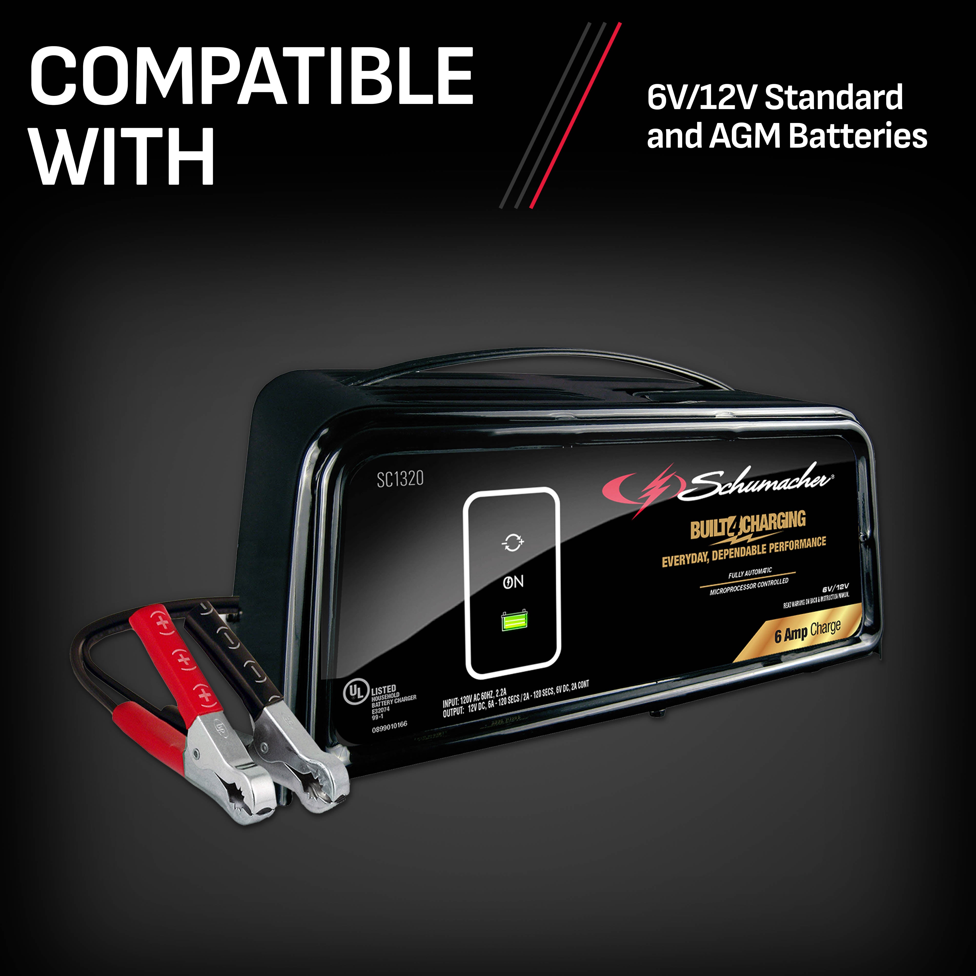 Schumacher SC1320 6-Amp 6V/12V Fully Automatic Battery Charger and Maintainer, New in Box