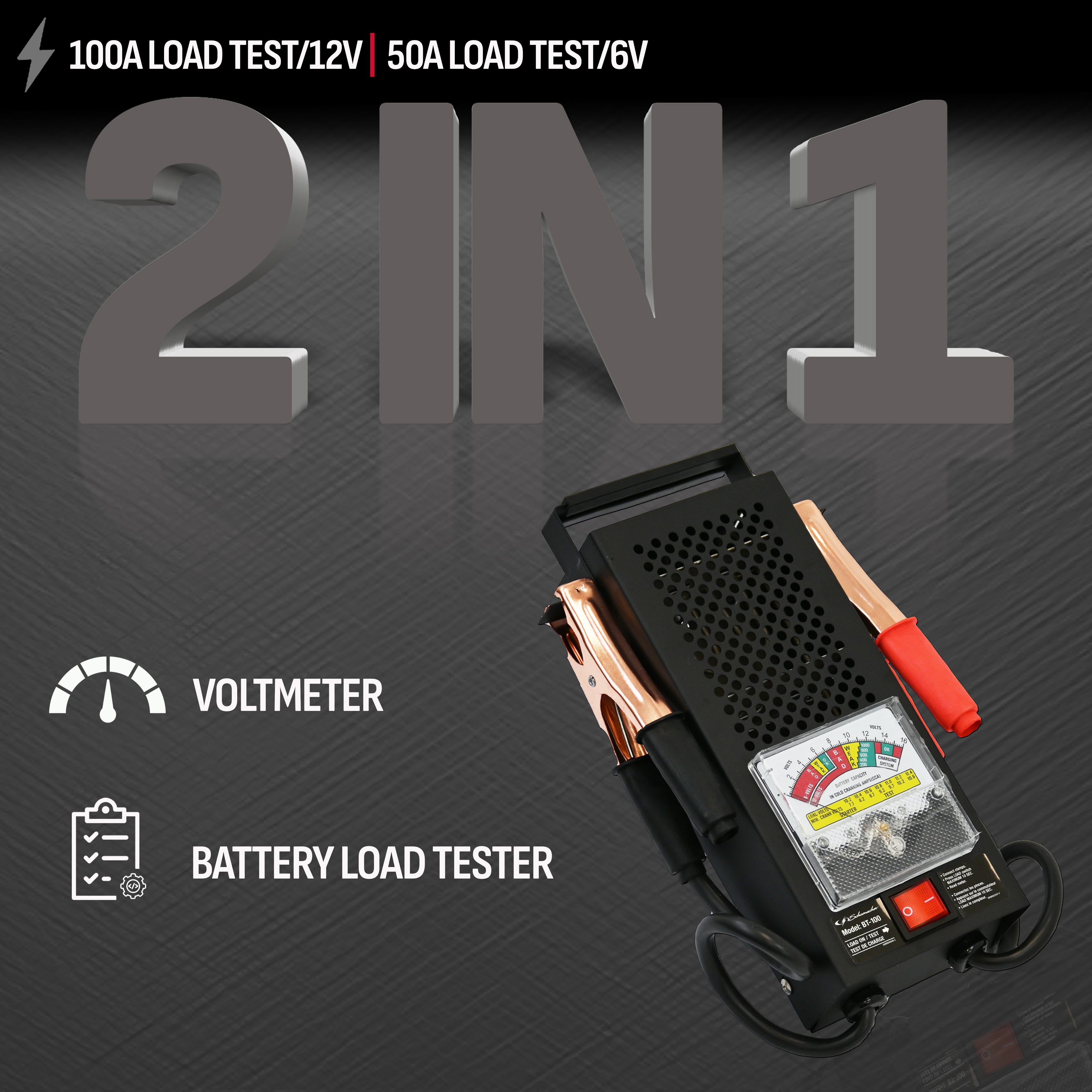 Schumacher BT-100 100A 6 Volt, 12 Volt Battery Load Tester and Voltmeter, New in Box