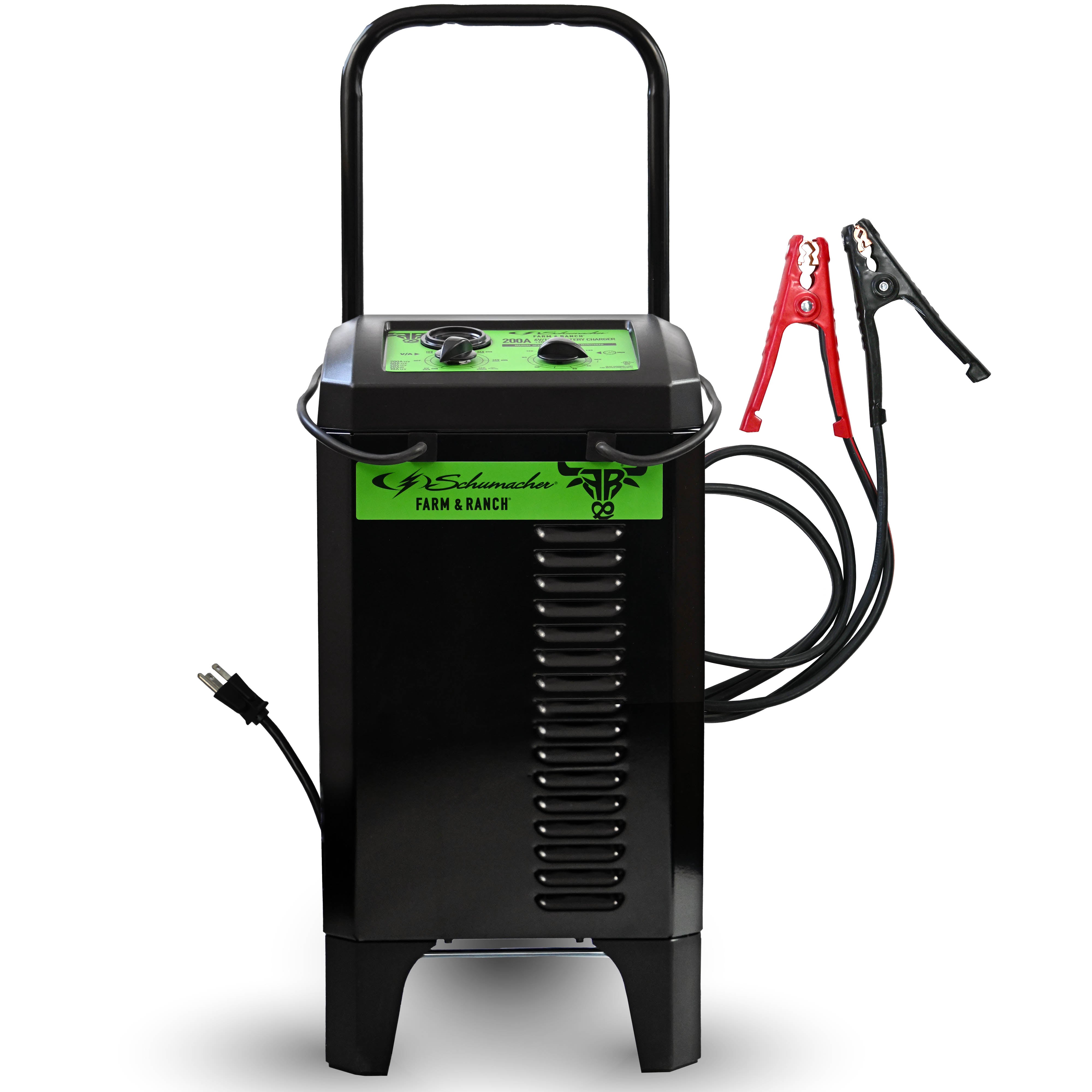 Schumacher Electric Farm & Ranch Wheeled Manual 10A Car Battery Charger and 200A Engine Starter, 2-in-1 Solution, 40A Boost, For 6V/12V Power Sport, Automotive, and Marine Batteries, FR01534