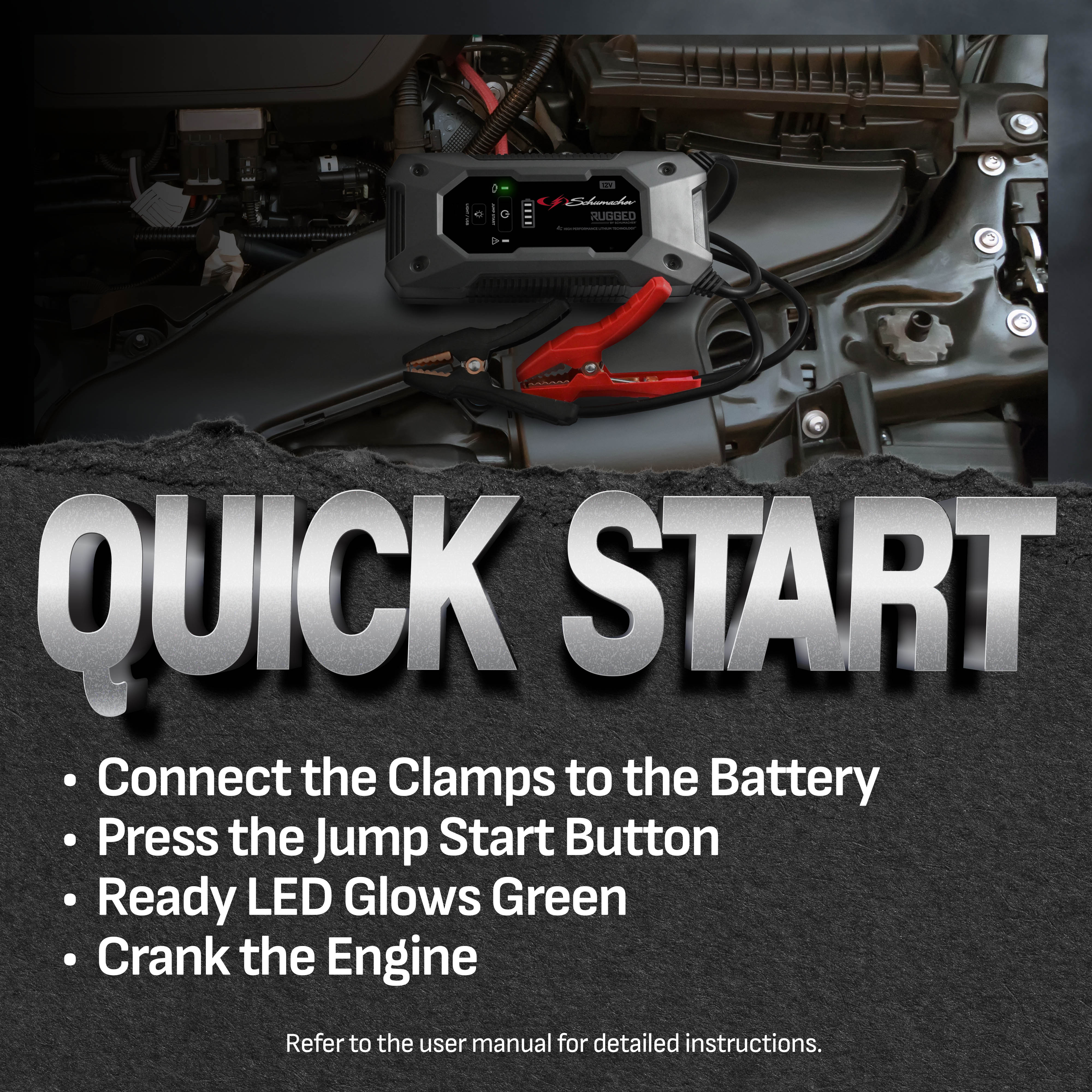 Schumacher 1500A Rugged Jump Starter and Portable Power Pack 12V DC car charger