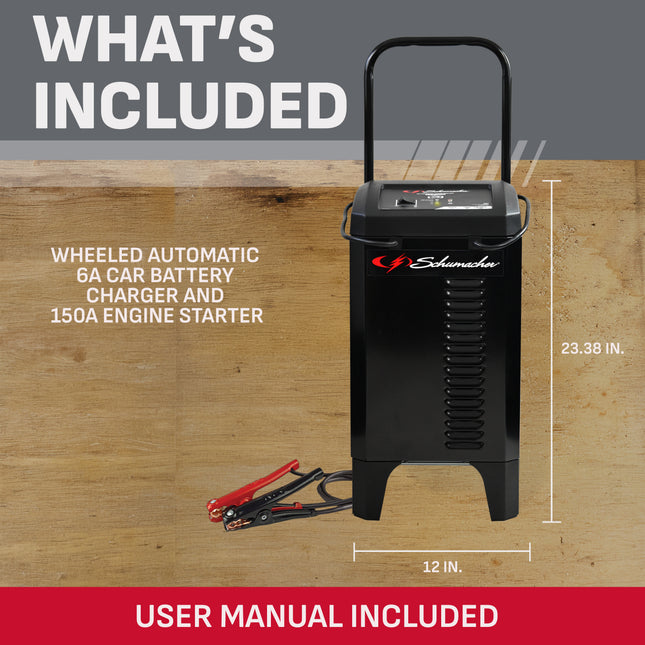 Schumacher Battery Charger, Starter, Boost Maintainer and Auto Desulfator 150 Amp/20 Amp, 12V