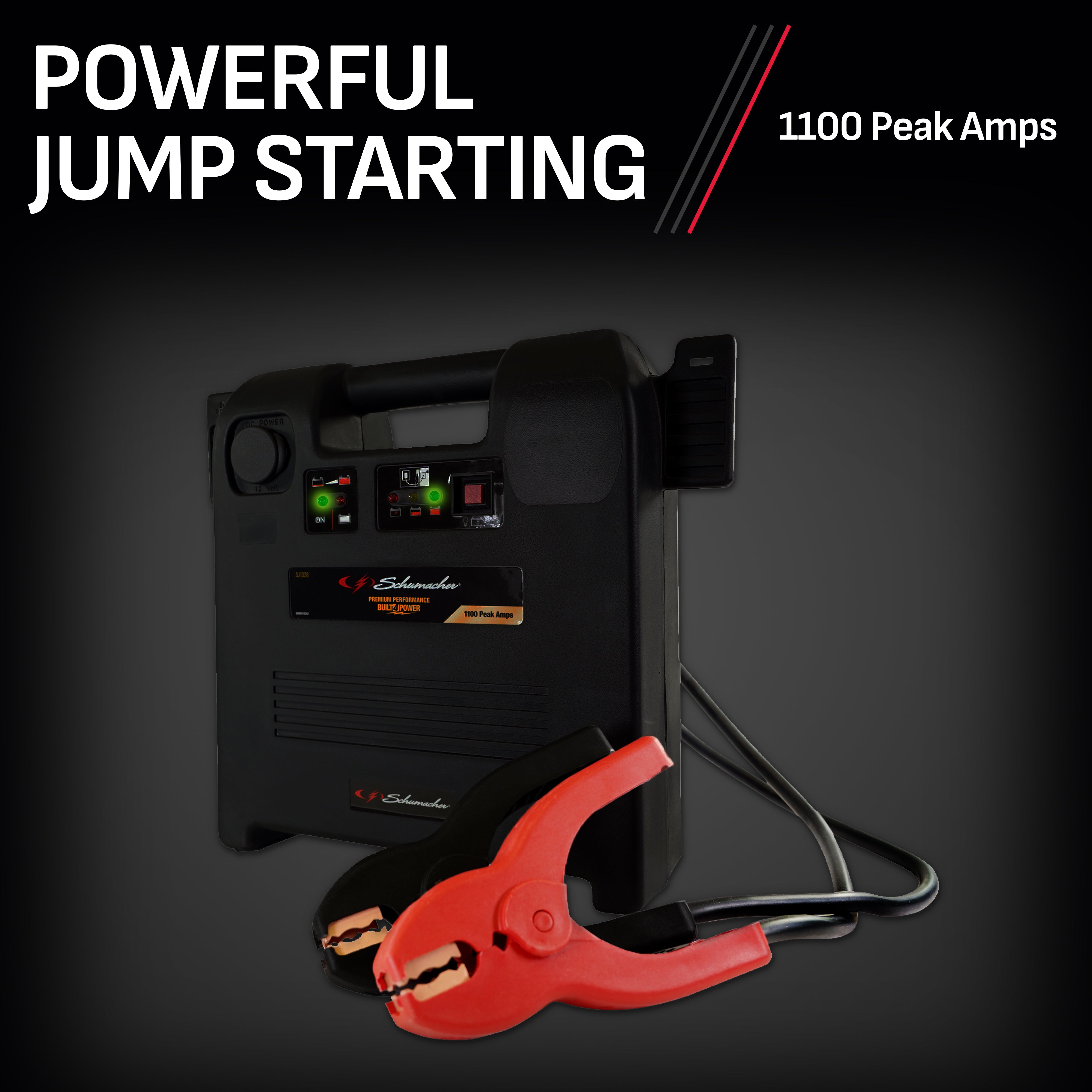 Schumacher SJ1328 1100A 12V Jump Starter, Portable DC Power Station, 12V DC Port – New in Box