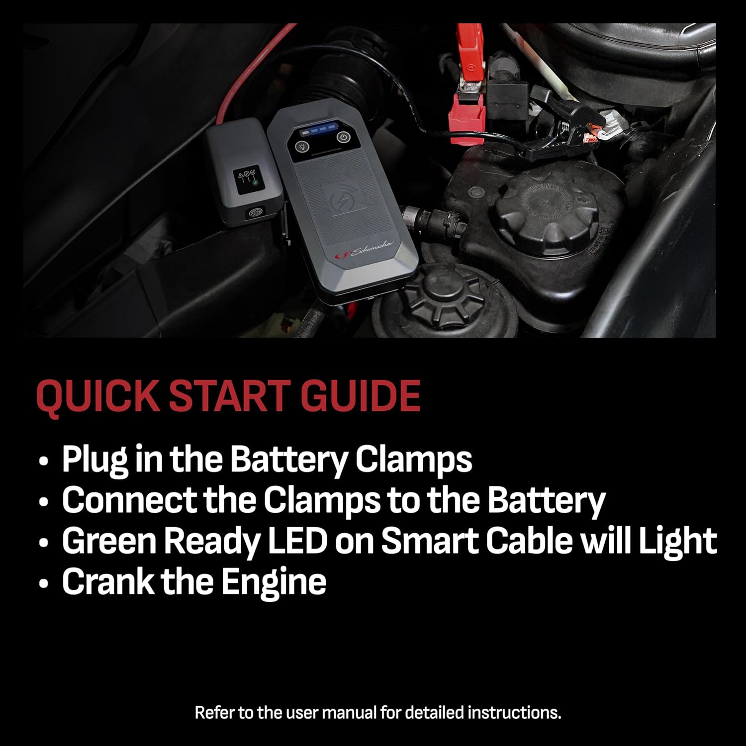 Schumacher Electric 1000A Lithium Car Battery Jump Starter and Portable Power Pack/Jump Box, 4-in-1 Solution, 10W Wireless & USB Charging, For 12V Automotive and Marine Batteries, SL1672