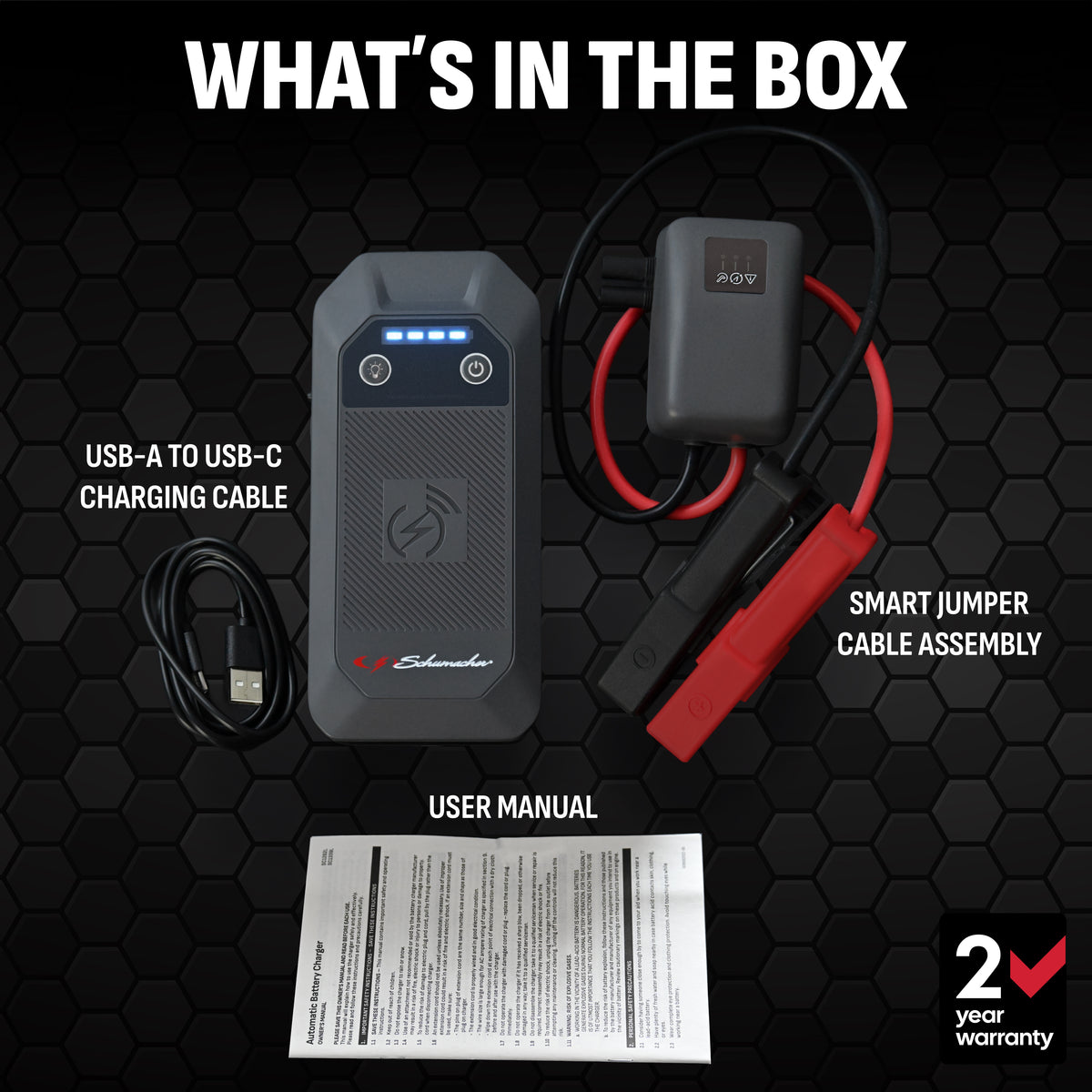 Schumacher Electric 1000A Lithium Car Battery Jump Starter and Portable Power Pack/Jump Box, 4-in-1 Solution, 10W Wireless & USB Charging, For 12V Automotive and Marine Batteries, SL1672