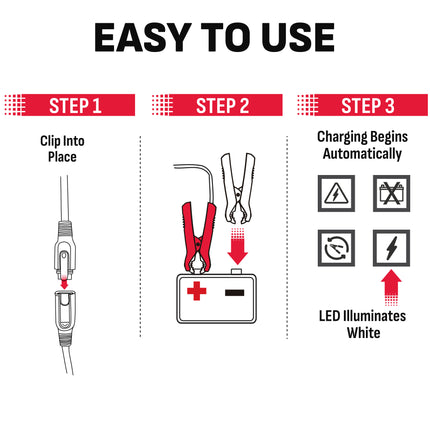 Schumacher Electric RUGGED Extended-Reach Battery Cable, Quick-Connect, 16 AWG, Adds 10 Feet of Reach, For RUGGED Battery Chargers + Maintainers, SA952