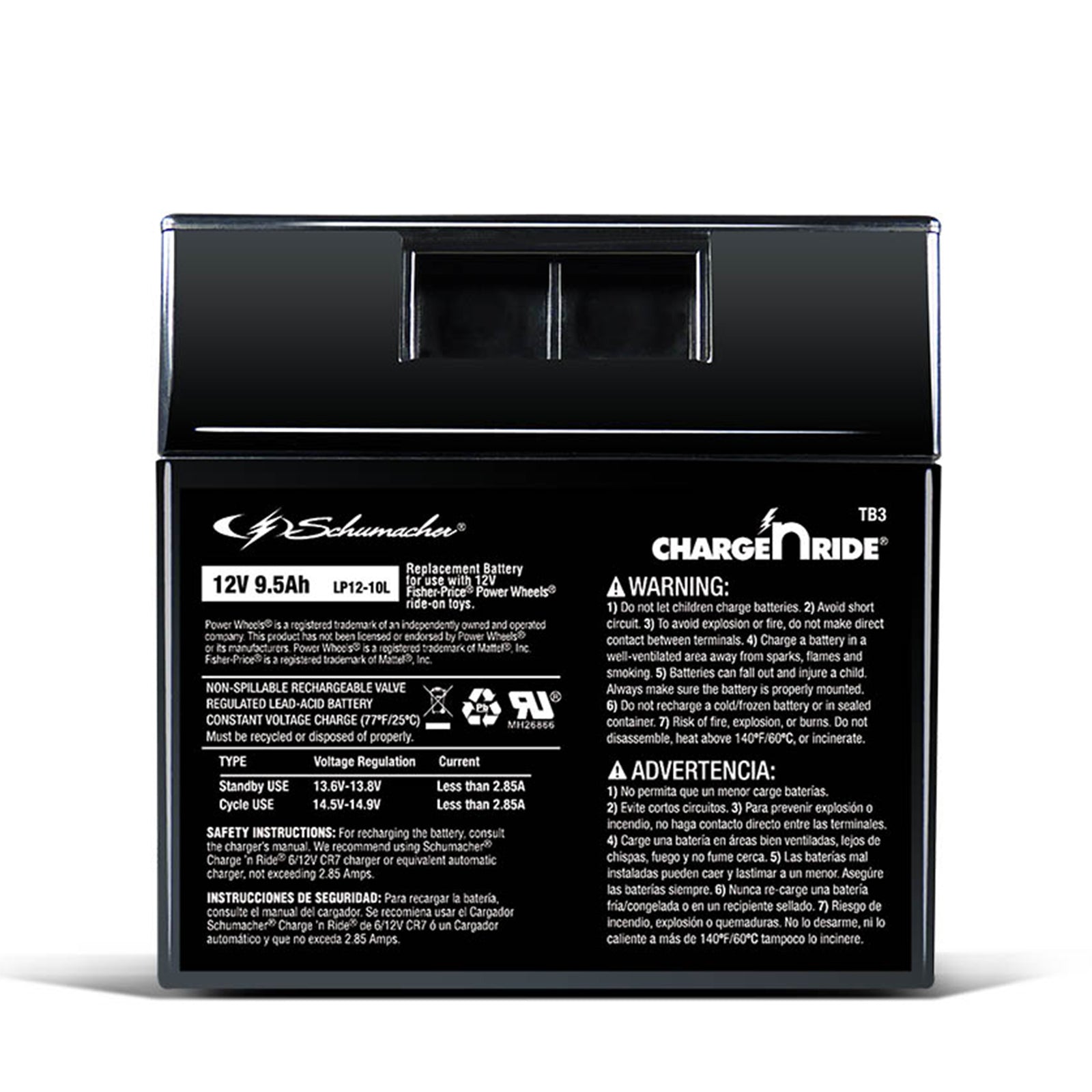 Schumacher Charge ‘n Ride TB3 12 Volt Rechargeable Replacement Battery for Ride-on Toys, New in Box
