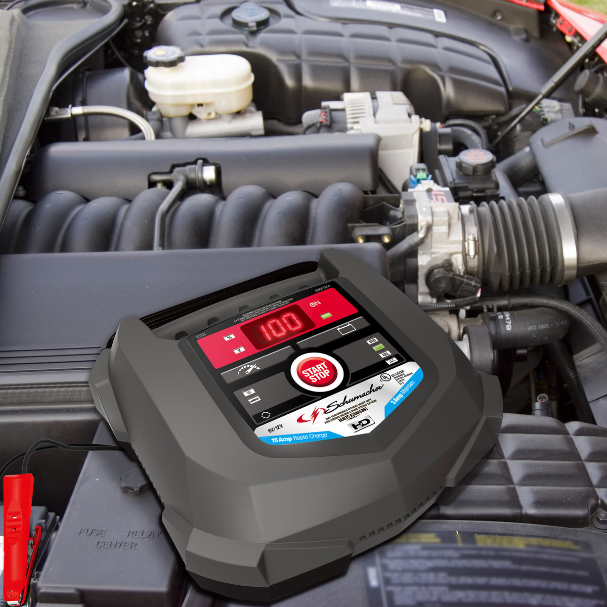 Schumacher Fully Automatic Battery Charger and Maintainer- 15 Amp/3 Amp, 6V/12V
