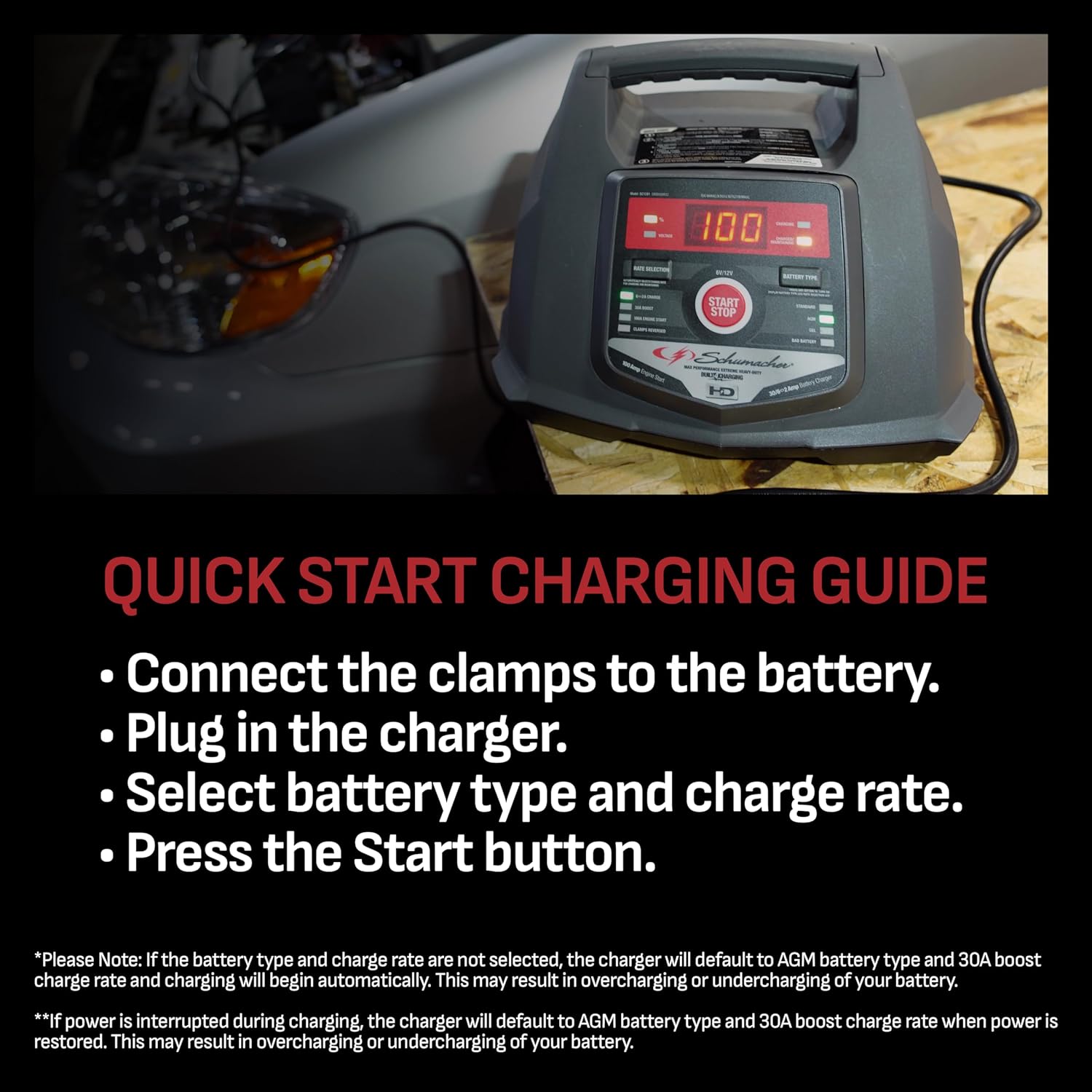 Schumacher Electric Charger / Starter / Maintainer and Auto Desulfator- 100 Amp/30 Amp, 6V/12V