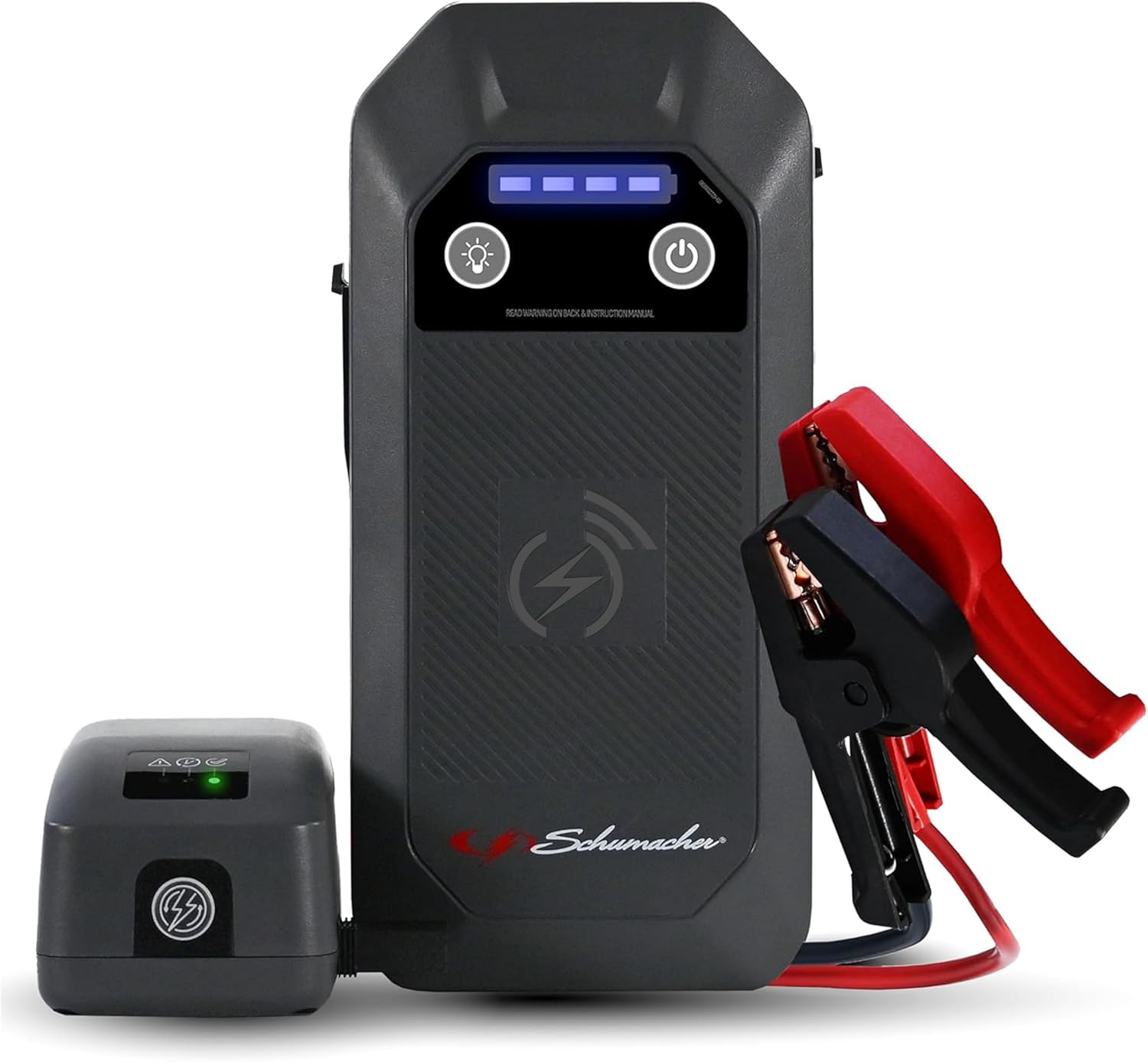 Schumacher Electric 1000A Lithium Car Battery Jump Starter and Portable Power Pack/Jump Box, 4-in-1 Solution, 10W Wireless & USB Charging, For 12V Automotive and Marine Batteries, SL1672