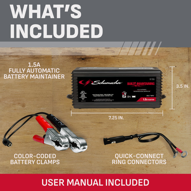 Schumacher Fully Automatic Battery Maintainer 1.5 Amp, 6/12V