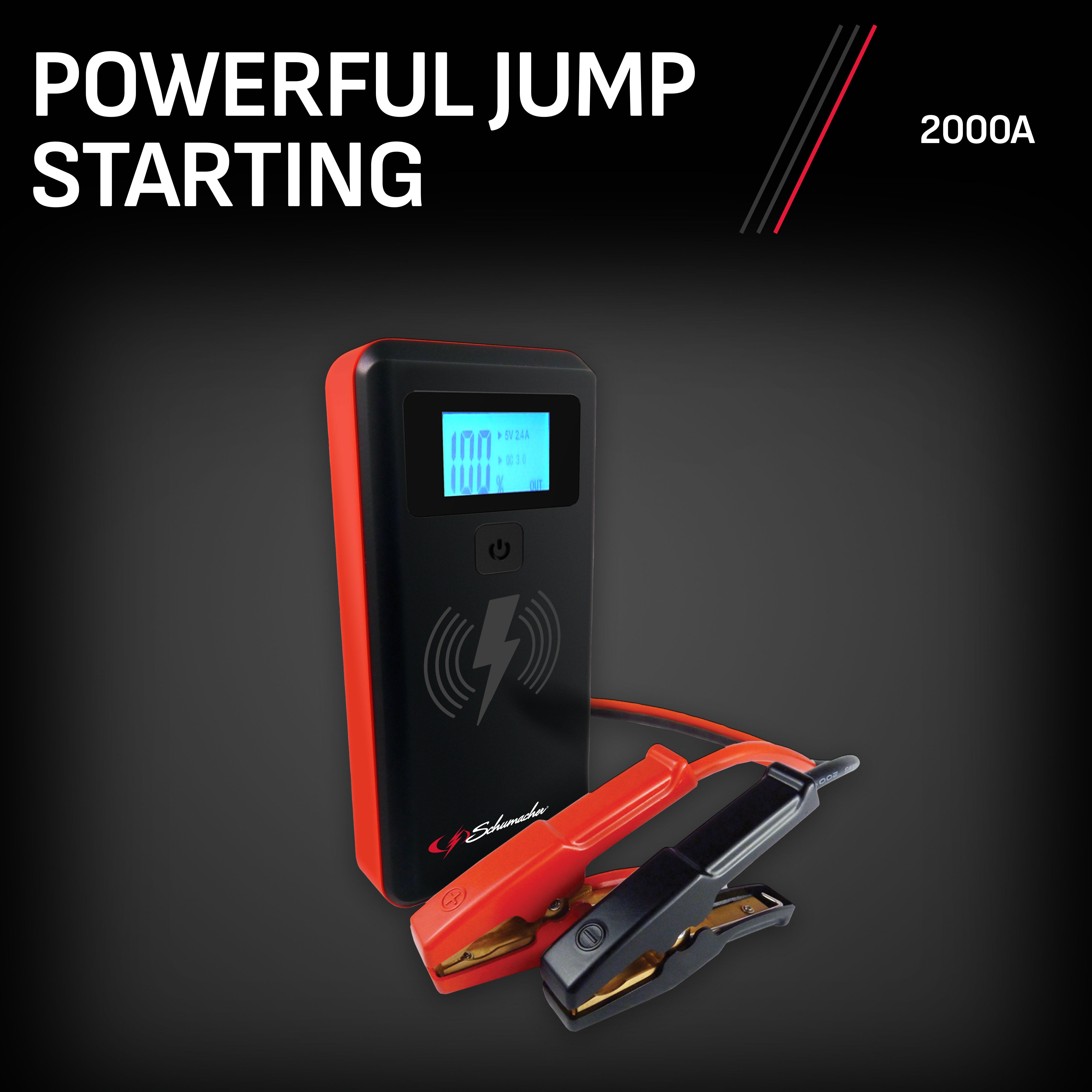 Schumacher Electric SL1452 2000 Peak Amp Lithium Jump Starter, Automotive Jump Starter, Compact