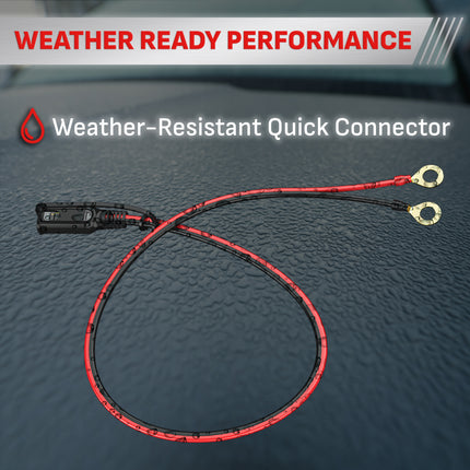 Schumacher Electric RUGGED M10 Eyelet to Quick-Connect Cable, Quick-Connect Ring Leads, 16 AWG, Fits 10 mm or 3/8 in. Battery Posts, For RUGGED Battery Chargers + Maintainers, SA951