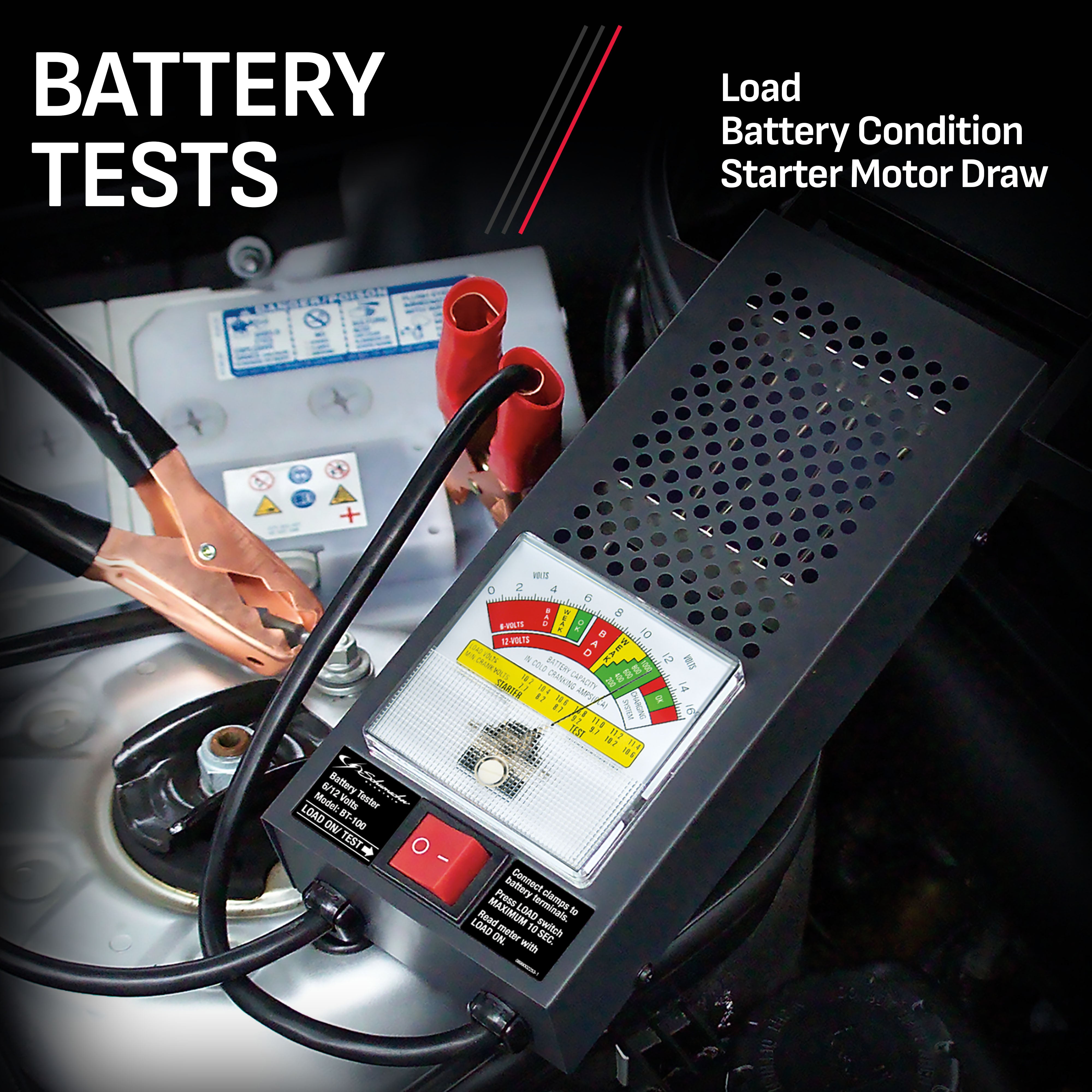 Schumacher BT-100 100A 6 Volt, 12 Volt Battery Load Tester and Voltmeter, New in Box