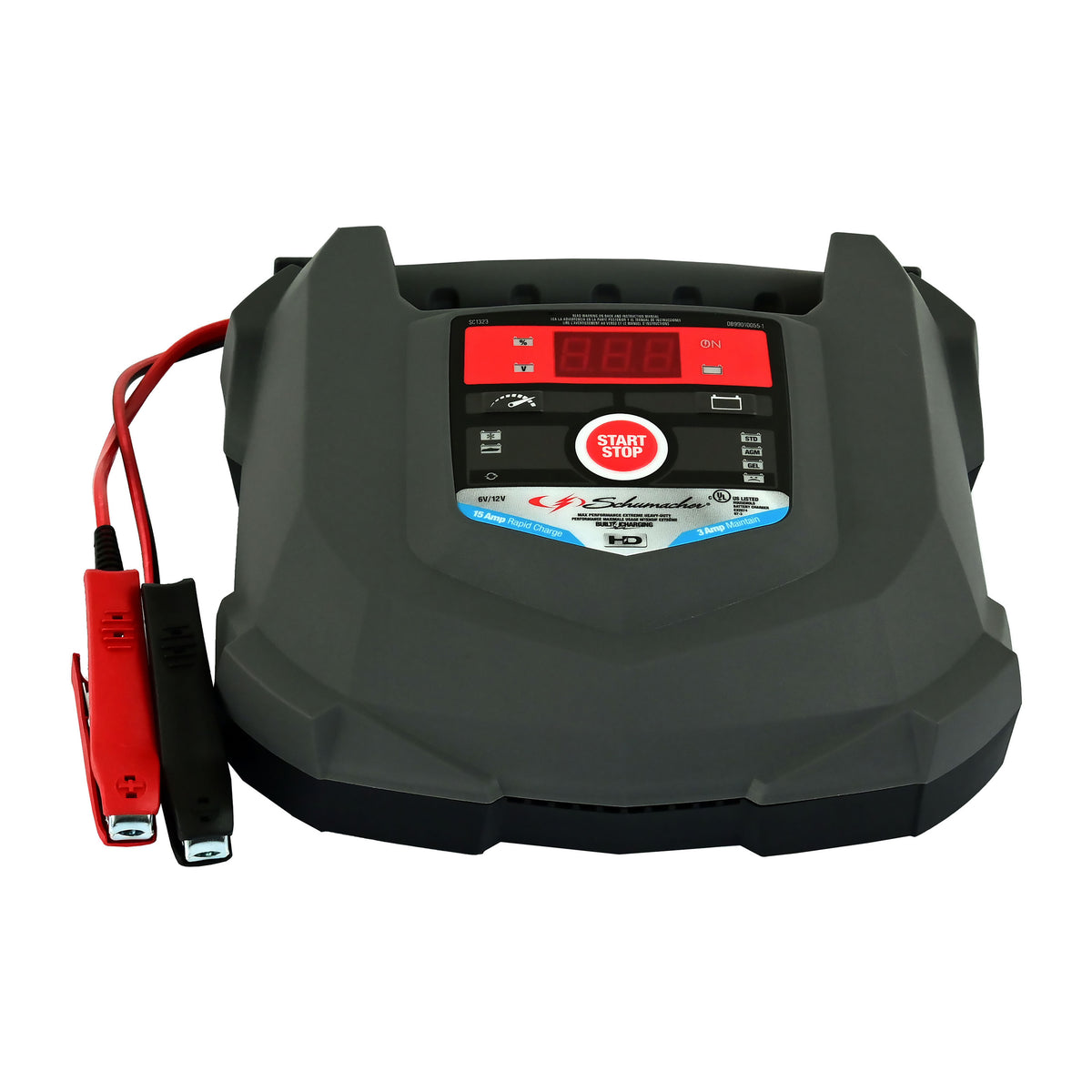 Schumacher Fully Automatic Battery Charger and Maintainer- 15 Amp/3 Amp, 6V/12V