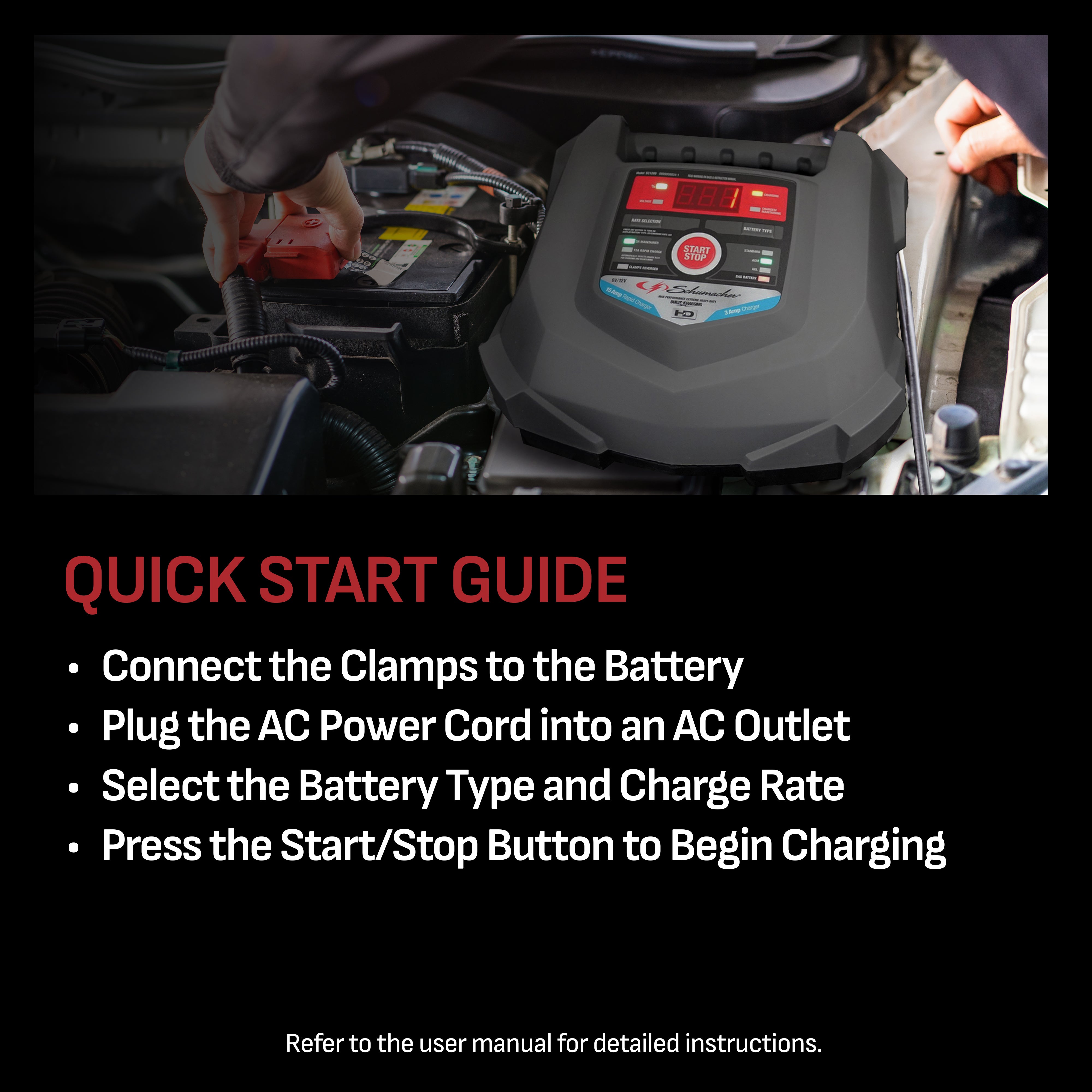Schumacher SC1280 15A 6V/12V Fully Automatic Battery Charger/Maintainer – Auto & Marine - New in Box