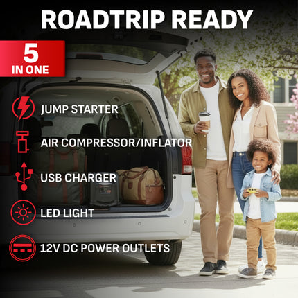 Schumacher SJ1583 Portable Power Station, 800A Jump Starter – 150-PSI Air Compressor, New in Box