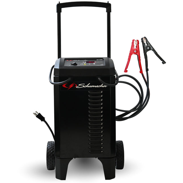Schumacher Electric Wheeled Automatic 6A Car Battery Charger and 300A Engine Starter, 4-in-1 Solution, Maintainer, 60A Boost, For 6V/12V Power Sport, Automotive, and Marine Batteries, SC1400