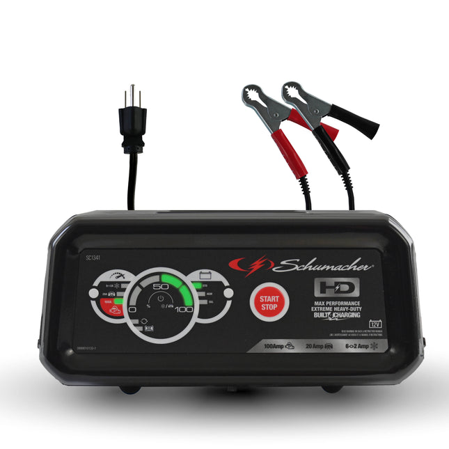Schumacher Electric 6A Car Battery Charger and 100A Engine Starter, 3-in-1 Solution, Maintainer, 20A Boost, For 12V Power Sport, Automotive, and Marine Batteries, SC1341