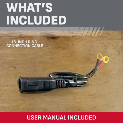 Schumacher Electric 18 in Ring Connection Cable, for Car Battery Chargers/Maintainers, Quick Connect, Motorcycle, Sport, Lawn Tractor Batteries, WM-12