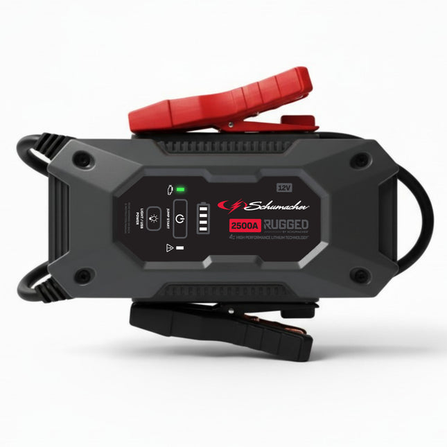 Schumacher Electric Lithium Jump Starter and Portable Power Pack SL1596, 3-in-1, 2500A, 12V, for 10.0L gas, 6.0L diesel engines- works on cars, trucks, motorcycles, and marine batteries. New in box.