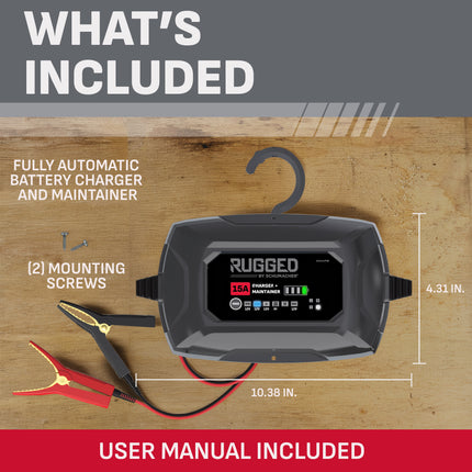Schumacher Electric 15A Car Battery Charger & Maintainer, 6V/12V – SC1685